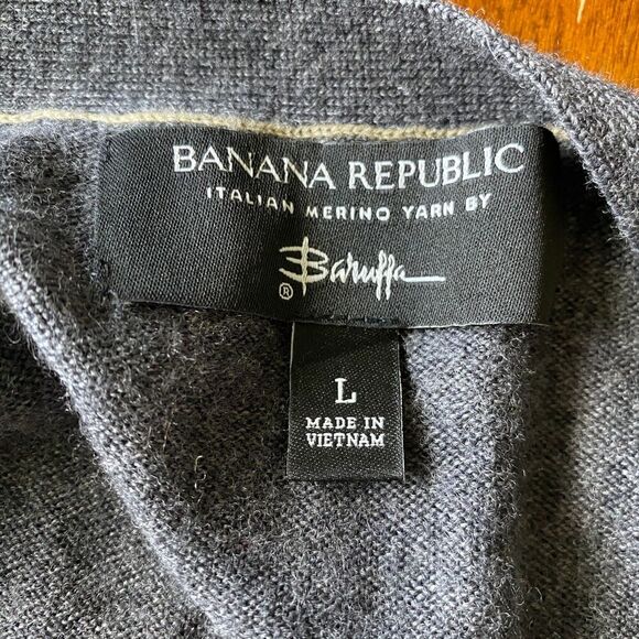 Set of 2 Banana Republic 100% Extra Fine Merino Wool by Baruffa Sweaters Mens L - Picture 8 of 9
